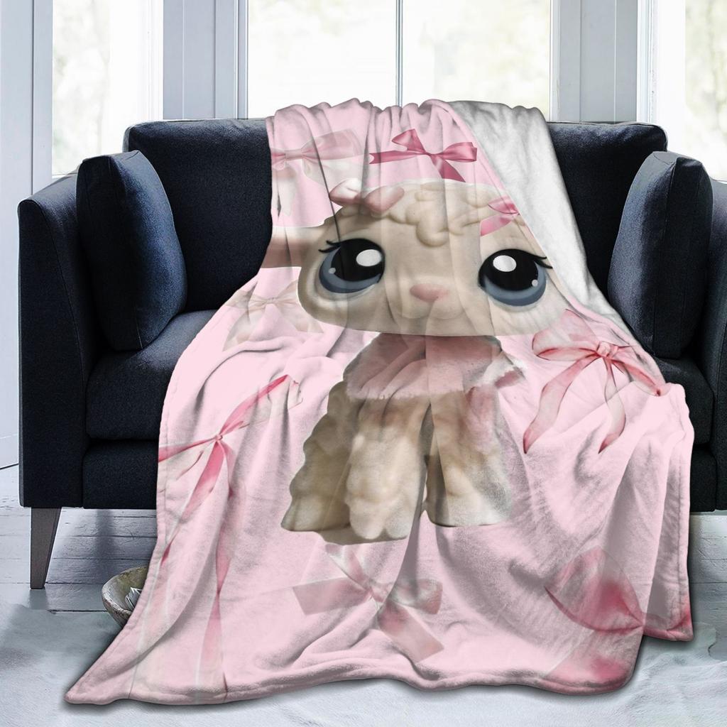 Пледы с мультяшными питомцами Littlest, флисовые, для лета, кондиционера, многофункциональные, теплые пледы-покрывала для дивана, уличные одеяла