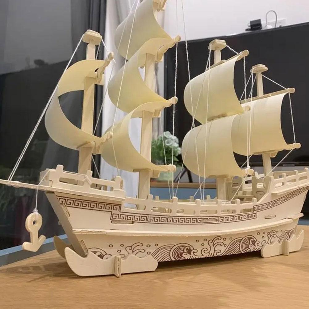 3D Пазл Древний Парусник Деревянное Ремесло Конструктор, Сделай Сам Сборная Деревянная Модель Незаконченное Ремесло Хобби Лодка Пазл