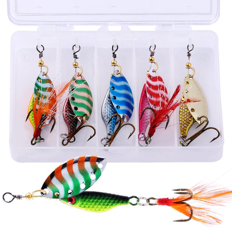 Fishing Lure Spinner Spoon Lure Rotating Metal Sequins Bait Hooks Wobbler Crankbait Fishing Tackle