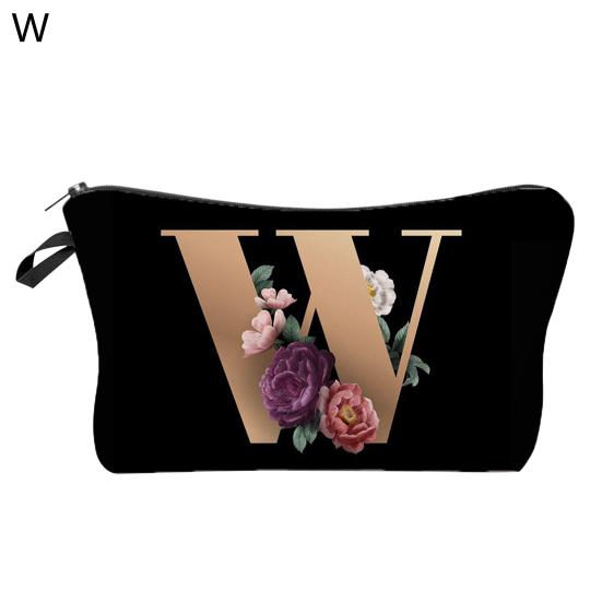 Cosmetic Bag 3D Digital Printing Letter Flower Pattern Female Multipurpose Delicate Pencil