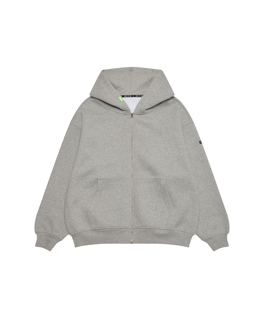 Купить [L~4XL] Фирменная толстовка на молнии с двумя бегунками большого размера_Серая
