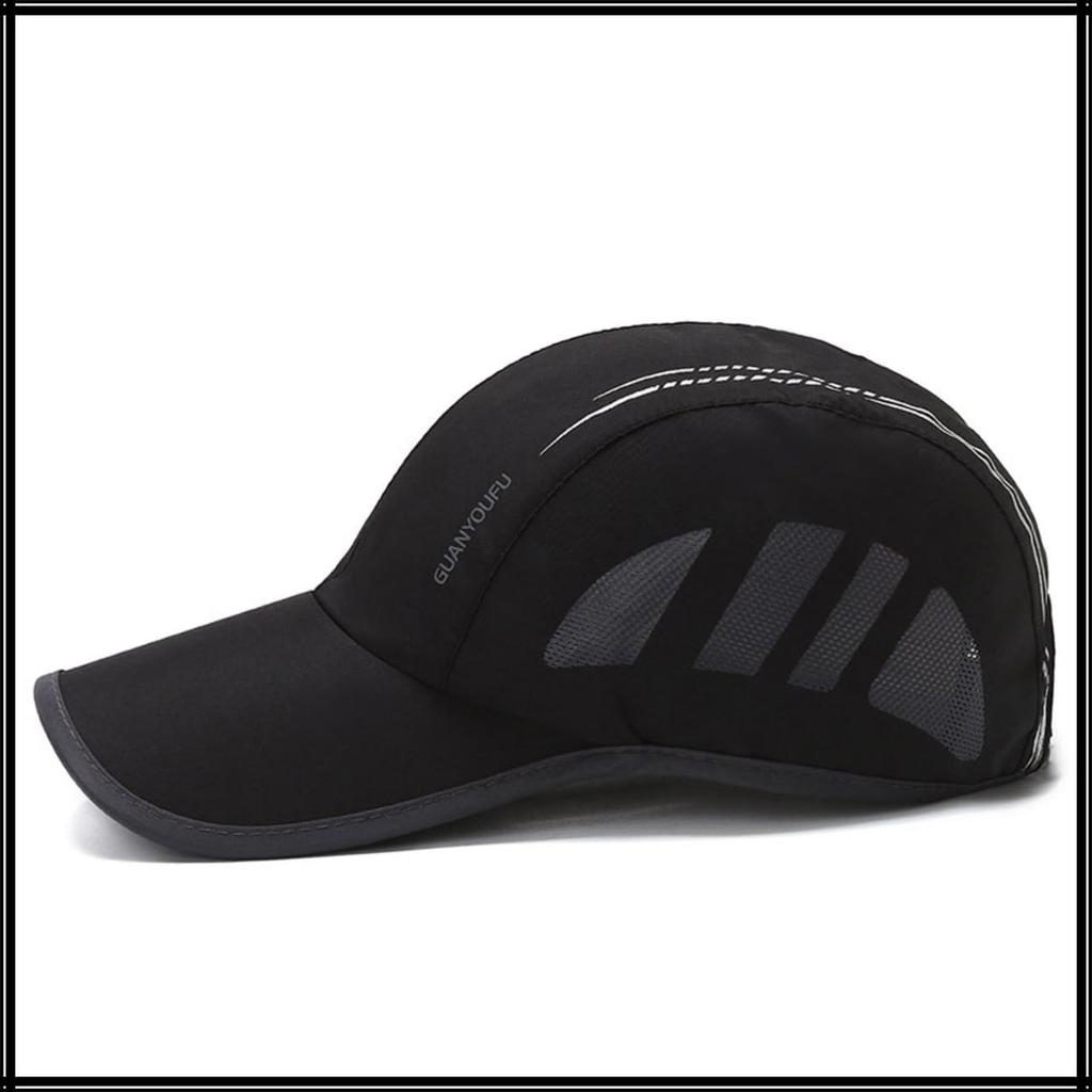 Cap Hat Mesh UV Protection Trendy Sports Simple Men Women CZA087 [White Fang] (Black)