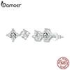 BAMOER 925 Sterling Silver Stud Earrings Platinum Plated Small Simple Handmade Hypoallergenic Everyday Jewelry