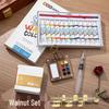Мини-набор дорожной акварельной палитры из орехового дерева
