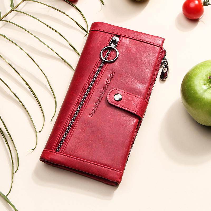 CONTACT'S женский удлинённый бумажник из натуральной кожи с RFID-защитой и отделением для мобильного телефона