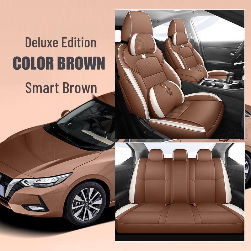 Sylphy 5-Seater Leather Seat Cover: All-Season Full Surround Cushion