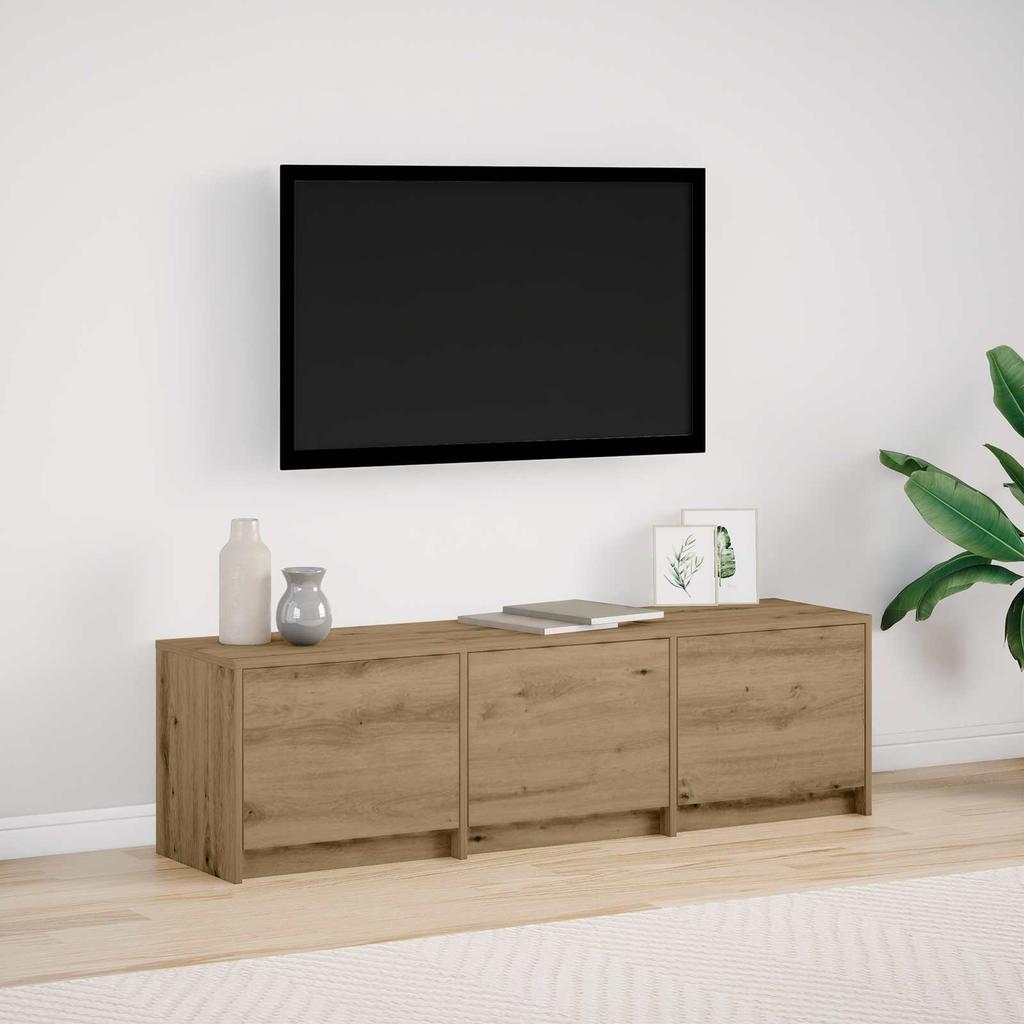 TV Cabinet with LED Artisan Oak Finish 140 x 34 x 40 cm Particleboard