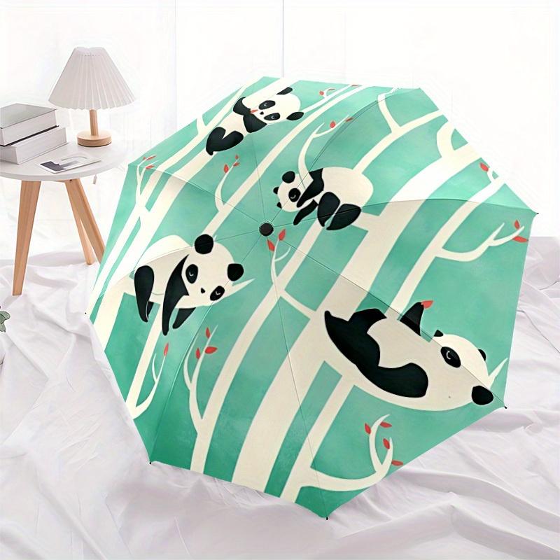 1pc Panda Forest Automatic Open/Close Umbrella Sturdy Iron Frame, Compact Travel UmbrellaIntricate Design Umbrella a0829095