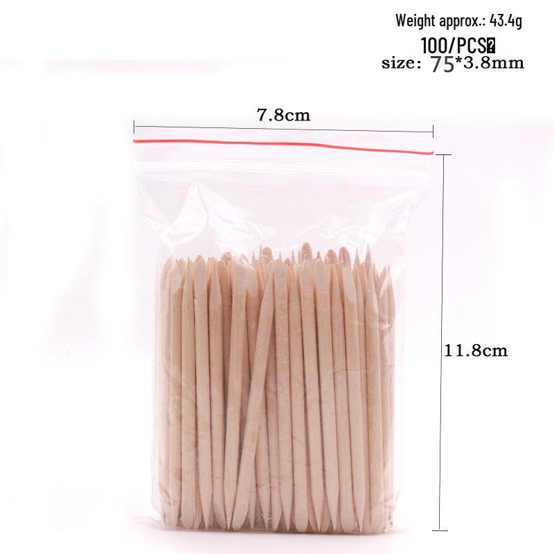 Двусторонние палочки из апельсинового дерева для отодвигания кутикулы 11,4 см, 100 шт./пакет - Инструмент для доттинга ногтей