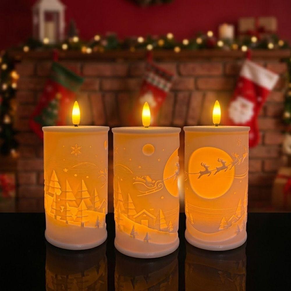 Resin Relief Electronic Candle Light LED Resin Relief Decor Holiday Home Decor