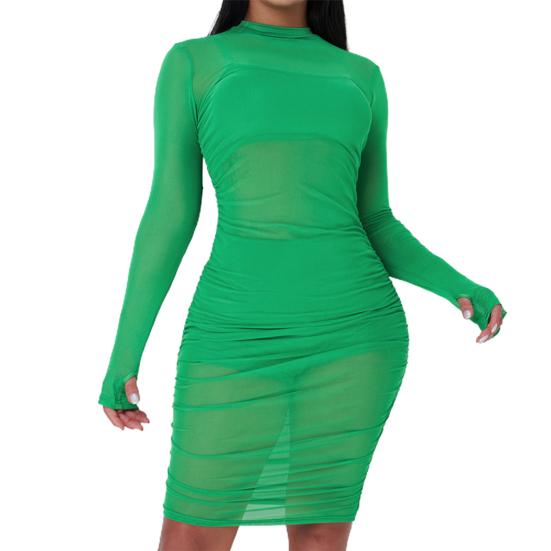 Сексуальное женское прозрачное платье с длинным рукавом, мини-шорты на камзоле, комплект клубного наряда