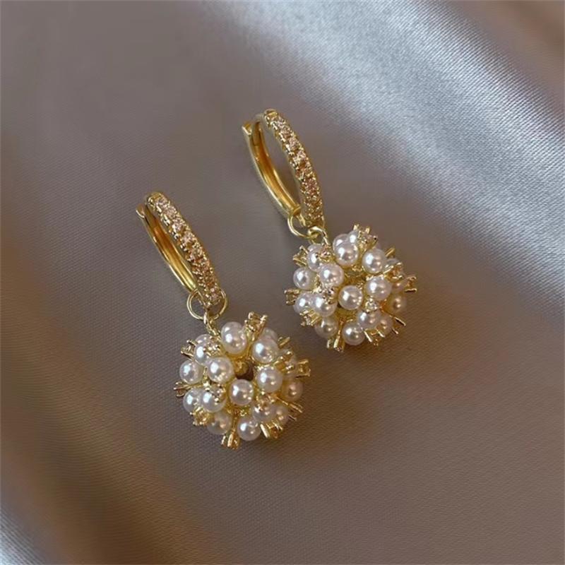 Fashion Korean Pearl Hoop Earrings for Women Girl Gift Jewelry Wholesale