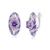Natural Amethyst Earring Enamel Finish Round 6mm 2ct Gemstone Jewelry 925 Sterling Silver Simple Design for Women Daily Wear