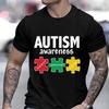 New Men's T-Shirt  Autism Awareness Print Short-Sleeved Shirt Summer Casual T-Shirt for Men Fashion Top Oversized Men's Clothes
