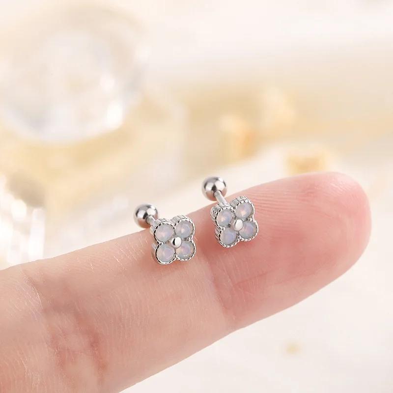 Корейские серьги-гвоздики из серебра 925 пробы для пирсинга козелка, спиральные серьги-гвоздики для женщин, 2 шт., бабочка, сердце, модные украшения для пирсинга ушей