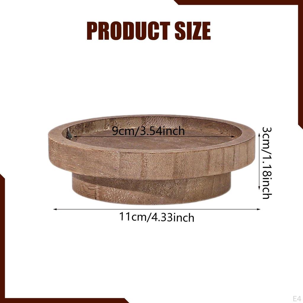 Round Wooden Serving Tray Candle Holder Centerpiece for Kitchen Home Counter