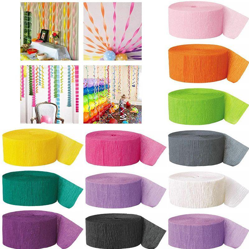 Vibrant 82ft Crepe Paper Party Streamers Roll For Birthday Wedding Hanging Decor Craft