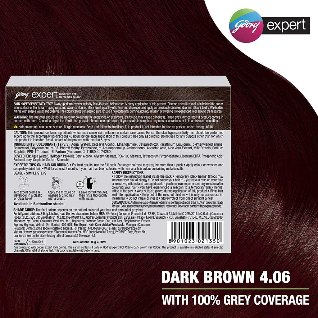 Крем-краска для волос, темно-коричневый (40 г), Expert Creme Hair Colour Dark Brown,  Godrej