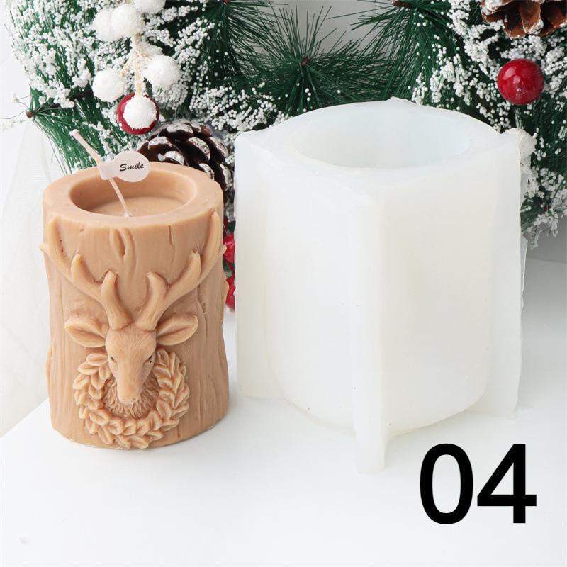 Творческий 3D пень дерева Свеча Силиконовая форма лось снеговик пень дерева Силиконовая форма рождественские украшения формы подарки новые