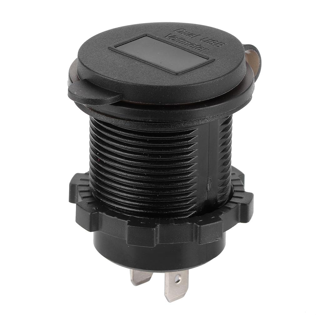 Двойное USB-зарядное устройство QC 3.0 Быстрая зарядка Водонепроницаемое со светодиодным вольтметром для автомобиля, лодки, яхты, квадроцикла, автодома Синий светодиод