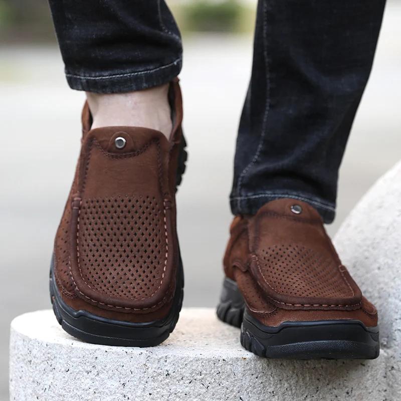 Мокасины из натуральной кожи мужские Мокасины для вождения Модная повседневная обувь Оригинальный дизайн Летние мокасины на плоской подошве Мужские мокасины большого размера 48