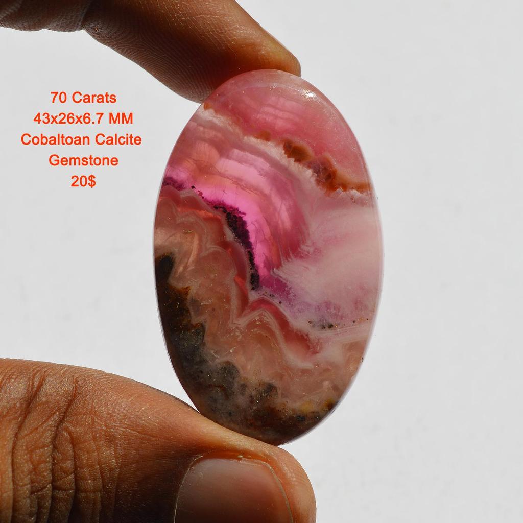 70 карат натуральный кобальтовый кальцит драгоценный камень кабошон, полудрагоценный камень высшего качества россыпью, камень для изготовления ювелирных изделий 43x26x6.7 MM