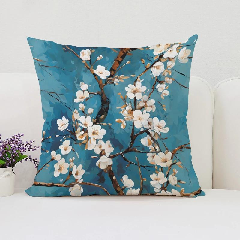 Japanese Cherry Blossom Cushion Cover Cushions Covers Pillow Covers Decorative Luxury Pillowcase Bed Pillowcases