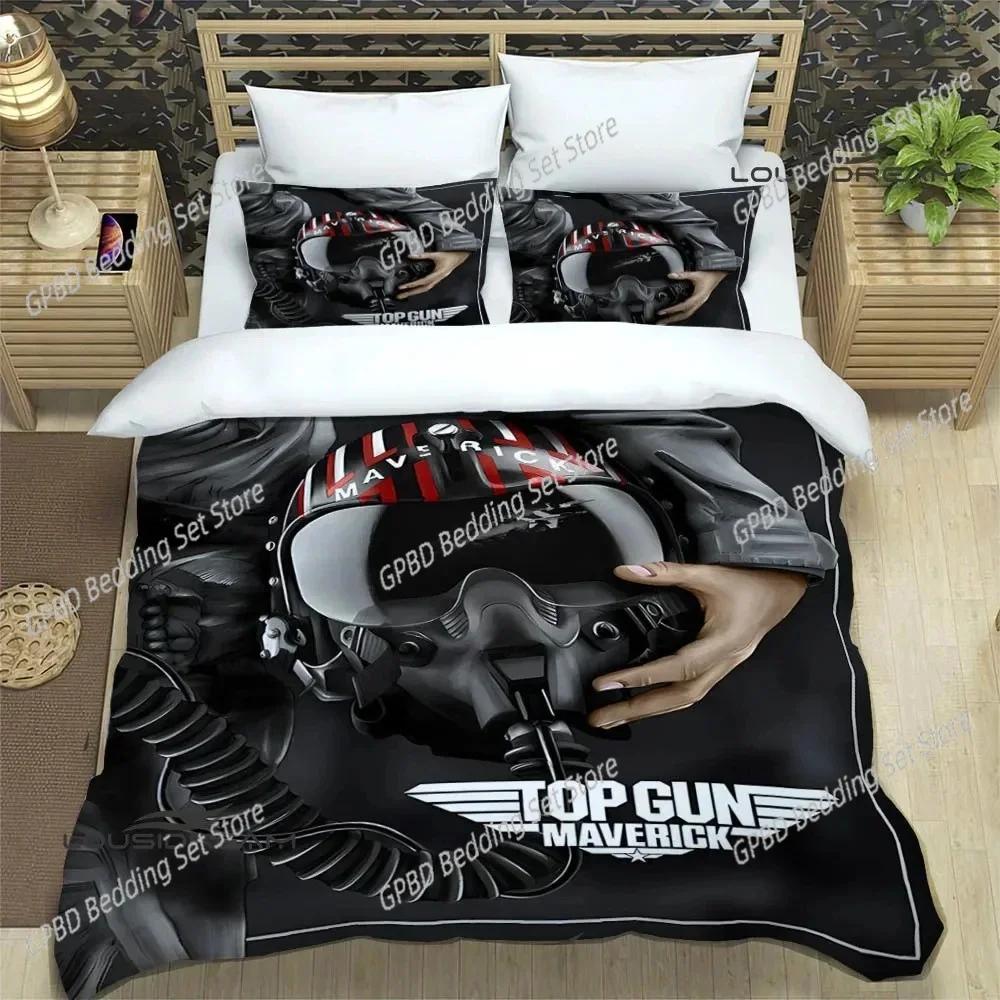 Movie Top Gun Printed Comfortable Duvet Quilt Cover Pillowcase Bedding Set Children Bedroom Decoration Home Textile
