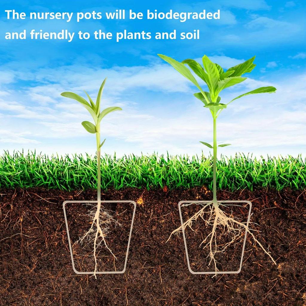 20 штук/набор, Посадочные горшки для рассады с куполом влажности - Квадратные биоразлагаемые горшки для рассады - Садовые овощи, цветы, проращивание