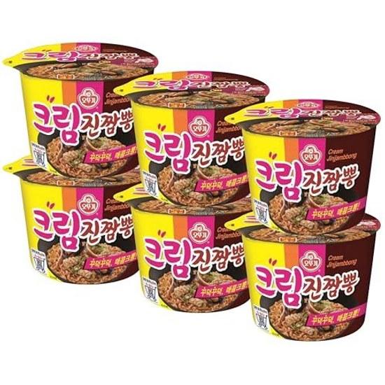 Ottogi Cream Jin Jjamppong BIG Cup Ramen 105g6 pieces Creamy Spicy Thick Noodles Korean Instant Soup