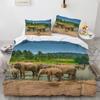 Small Elephant Duvet Cover Set 3D Print Cute Kawaii Wild Animals King Queen Size for Kids Teens Adults Animal Lover Bedding Set