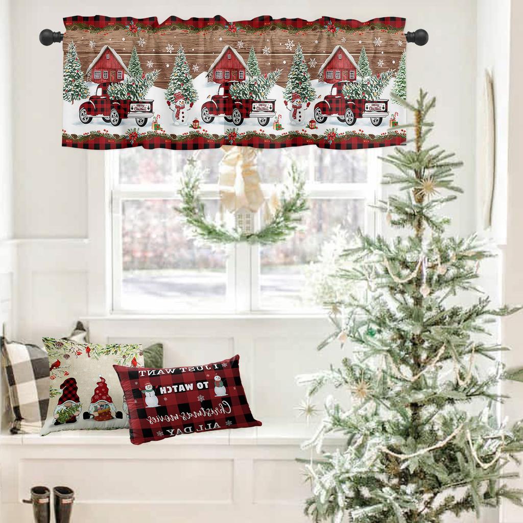 ZEDLIYU Valances for Windows Kitchen Living Room Small Window Valance Christmas Snowman Xmas 1 Panel, 54 X 18 Inch