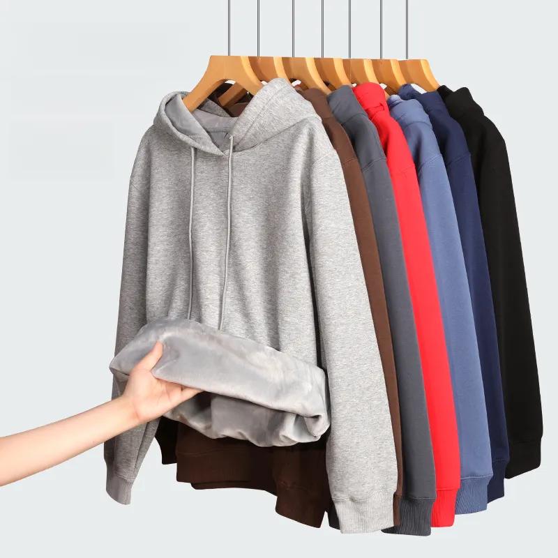 Men's Clothing Sweatshirt 420g Velvet Hooded Sweatshirt Men's Hoodie Solid Color Large Size Autumn and Winter Men Jacket