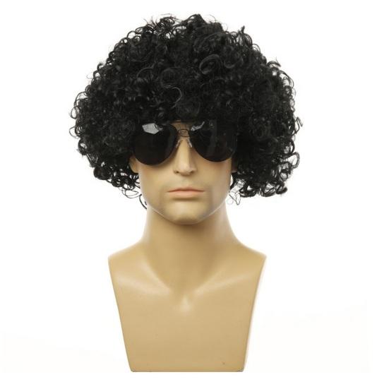 Wig Dress Up Set Necklace Ring Sunglasses Fake Moustache Vintage 80s Cosplay Party Disco Costume Photo Prop Performance Curly Wig