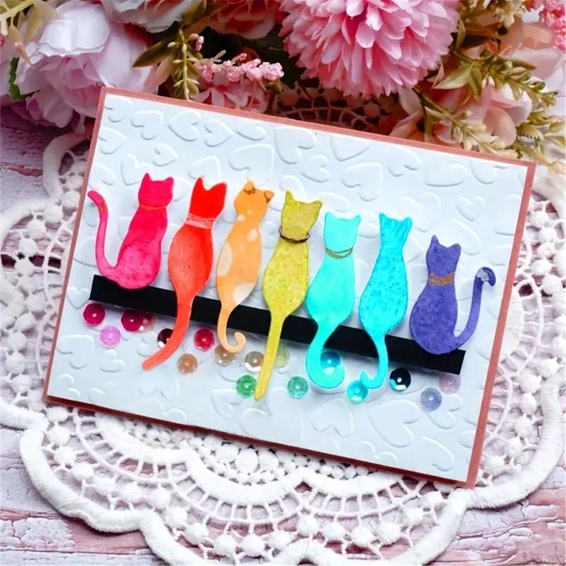 Кошки Котенок Металлические Вырубные Штампы Трафареты для Тиснения Углеродистая Сталь Шаблоны для Вырезания для Изготовления Открыток Украшения Фотоальбома