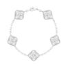 18K Gold V-Clover Bracelet with Red Agate & White Mother-of-Pearl
