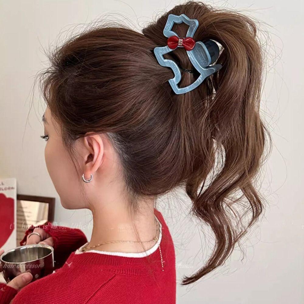 Hairpin Hollow Puppy Hair Grab Animal Red Bow Shark Clip Sweet Cartoon Hair Claw Streetwear