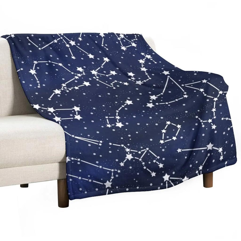 Vintage 1950s Inspired Outer Space Constellation Star Map Throw Blanket Hairy Blankets Soft Big Blanket Weighted Blanket