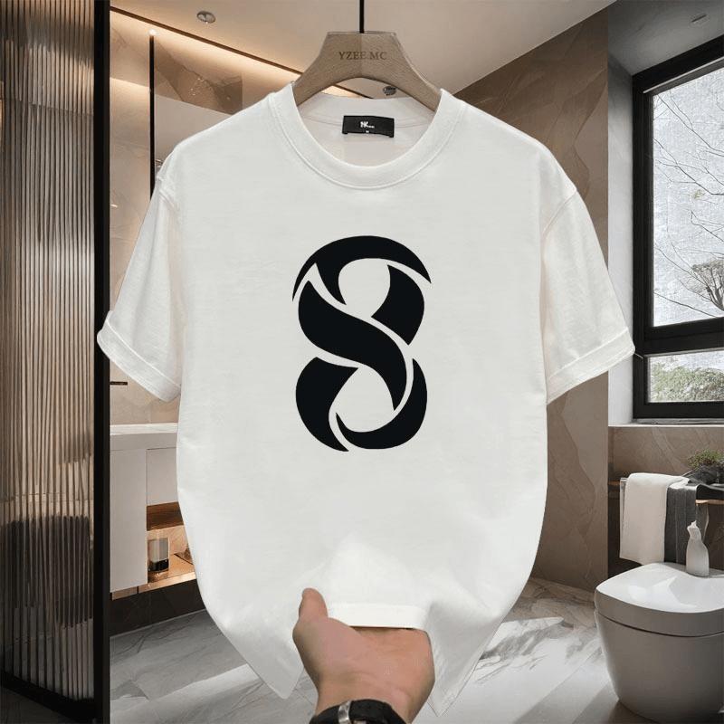 Новая футболка из чистого хлопка с принтом Чистый хлопок Американский стиль Модная футболка Уличный стиль Свободный крой Летняя футболка Парная футболка с коротким рукавом