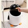 Cartoon Penguin Shaped Flip Up Trash Can, 12L 2.6gal Plastic, Ideal for Bedroom, Living Room, Dormitory,Office Enhances Quality of Life,Perfect Gift