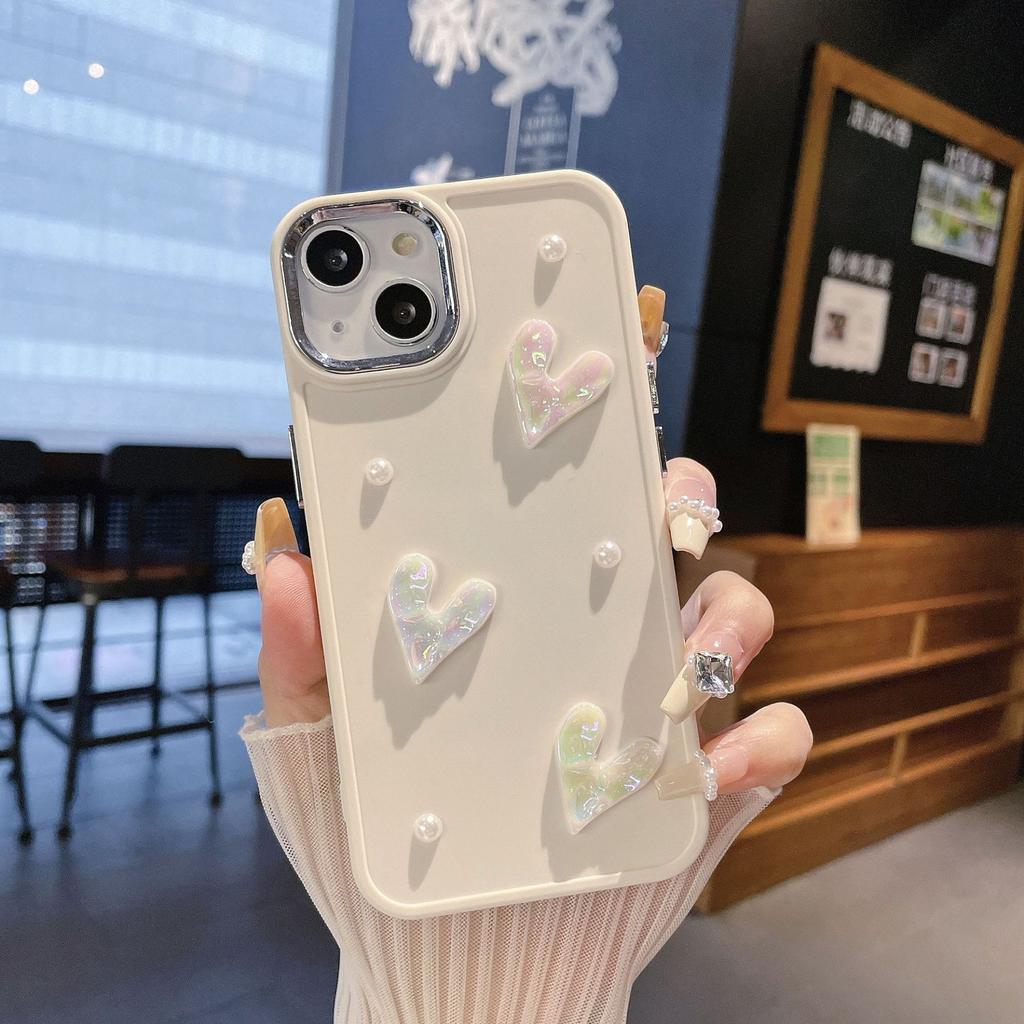 Металлическая фоторамка Подходит для чехла для мобильного телефона Apple 16PROMAX IPhoneX Жемчужная защитная крышка с подвеской 'Любовь' для девочки
