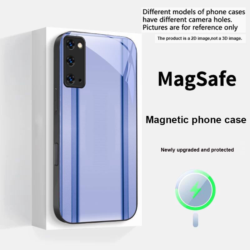 Золотисто-оранжевая рамка Для Magsafe Samsung S25 S25 Edge S25Ultra S8 9 10 20 S21 Pro 22 Plus S23 FE S24 Ultra Стеклянный чехол для телефона