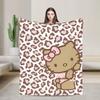 Leopard Hello Kitty Cartoon Blanket Fleece  Winter  Portable Lightweight Thin Throw Blankets for Bed Couch Bedspreads