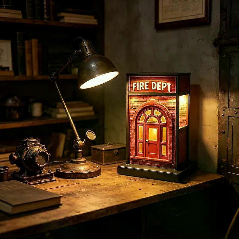 Fire Dept Vintage Lamp, Fire Department Retro Desk Lamp, Home Atmosphere Light