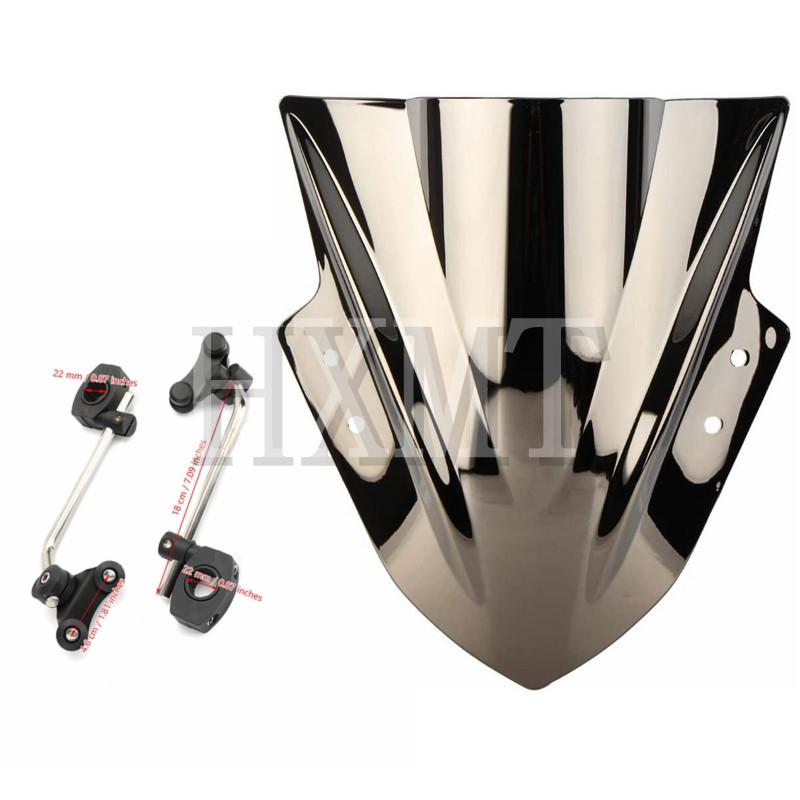 Motorcycle Windshield Windscreen With adjustable bracket Wind Screen For Yamaha MT125 FZ1 FZ6 FZ8 FZ8N XJ6 MT-01 MT03 MT09 MT07
