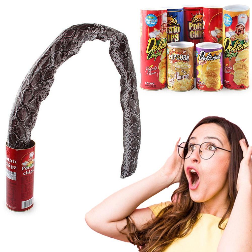 Fun Toys April's Fool Day Snake Tricks Chips Cans Snake Novelty Funny Toy Magic Potato Chips Cans