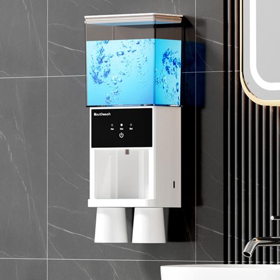 Диспенсер для ополаскивателя полости рта Yousheng для ванной комнаты с 3 регулируемыми уровнями дозирования, большой емкостью, простой установкой, автоматический диспенсер для ополаскивателя полости рта