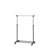 Park Lane Adjustable Height Pipe Clothes Rack, Single, with Casters, Black, TP-10269BK