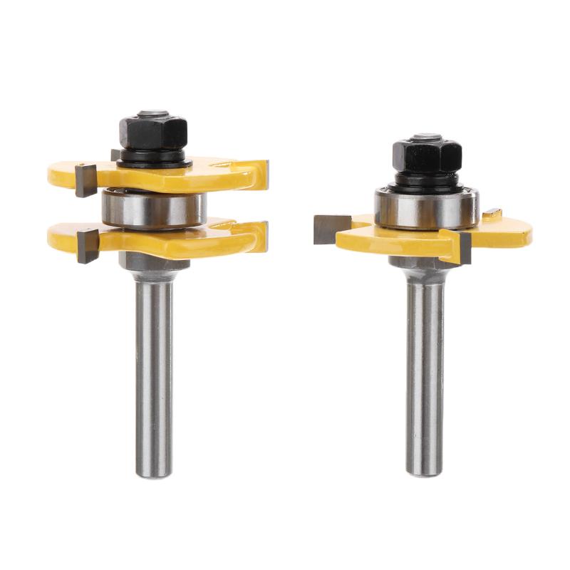 2 шт. новый набор фрез с язычком и пазом, хвостовик 8 мм, Т-образный 3-зубый полезный резак