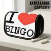 1pc Double Layer Flip Pencil Case, Red Heart Bingo Text, Large Capacity, Portable Polyester Pen Storage Bag with Zipper Closure, Ideal for School & Of